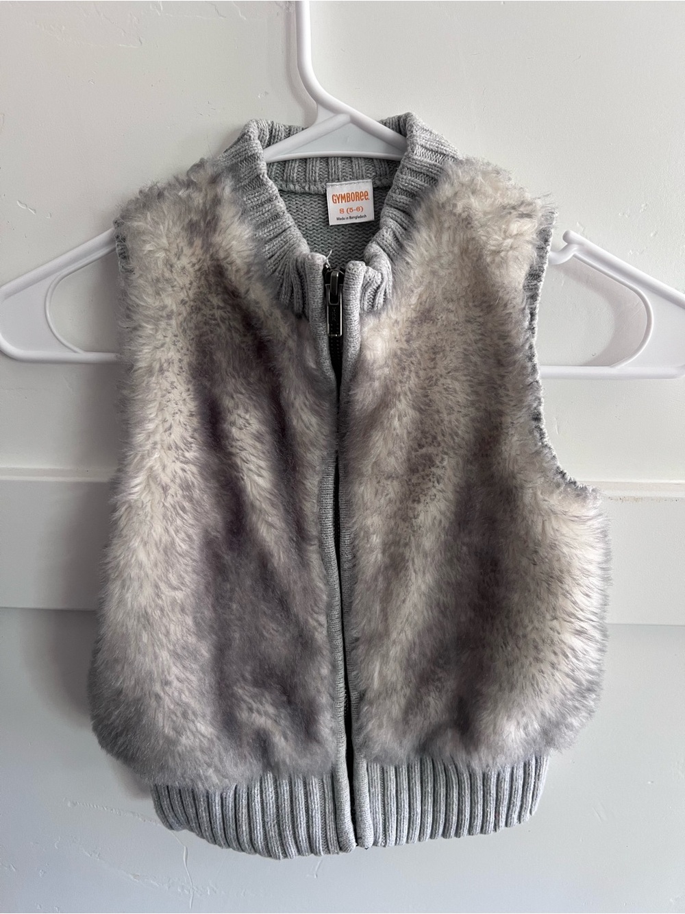 Gymboree Silver Grey Faux-Fur Zip Vest